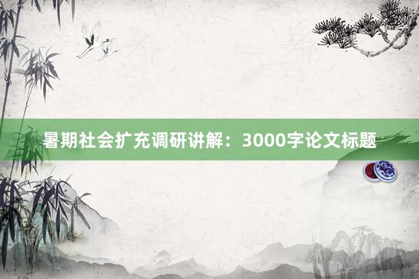 暑期社会扩充调研讲解：3000字论文标题